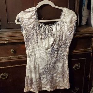 Lacy white and black top